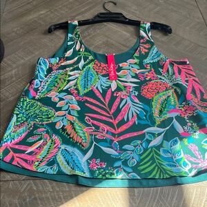 Lilly Pulitzer Green and Pink Tropical Tank reversible